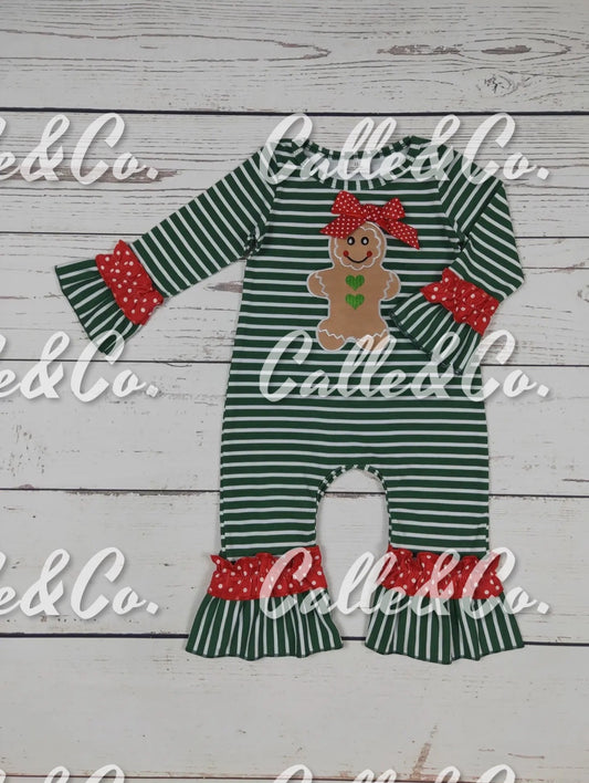 Baby Gingerbread Appliqué Christmas Romper