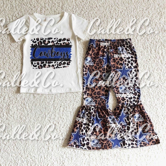 Baby girls Football short sleeve top bell pants sets