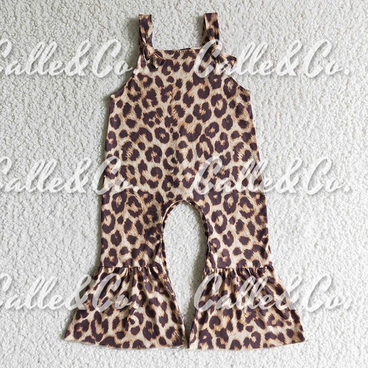 Baby girls leopard strap overalls jumpsuits