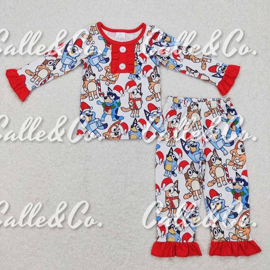 Baby Girls Christmas Dog Hats Top Pants Pajamas Clothes Sets