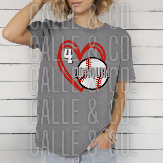Baseball Heart Custom Player Name & #